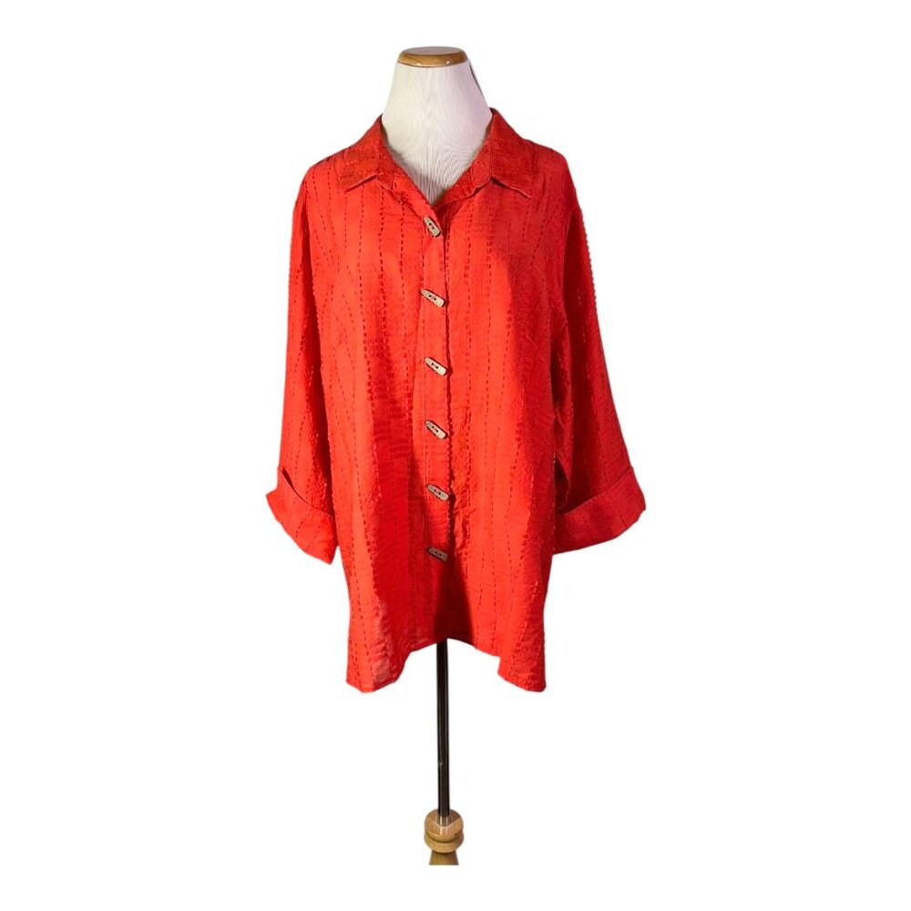 NWT Multiples Plus Size 2X Button-Front Tunic Shi… - image 1